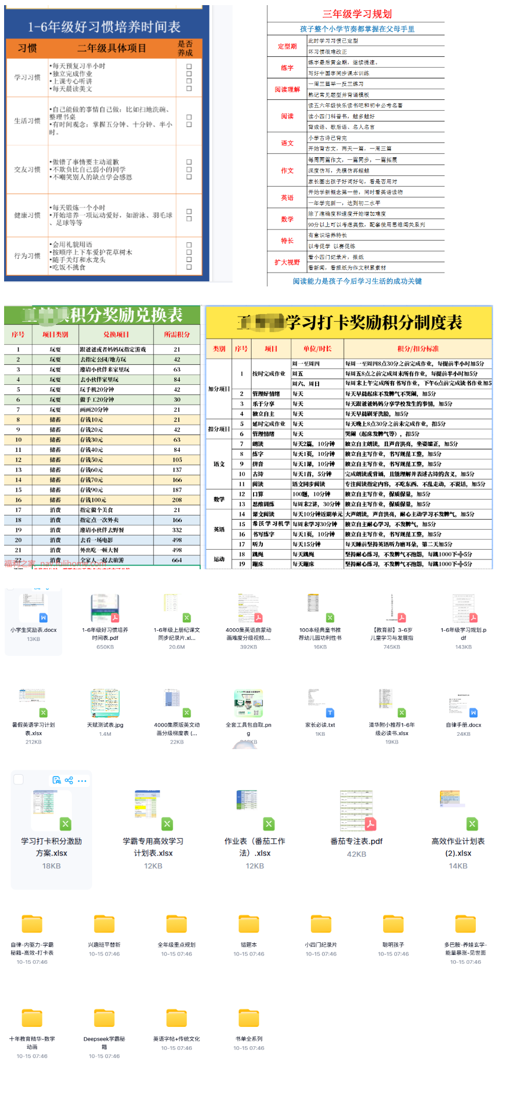 图片[2]|小学教育工具资源合集：自律内驱力学霸秘籍高效打卡表1-6年级学习规划手高效作业天赋测试精神奖励清单黄金法则337晨读法 福利资源 | 福利之家|福利之家