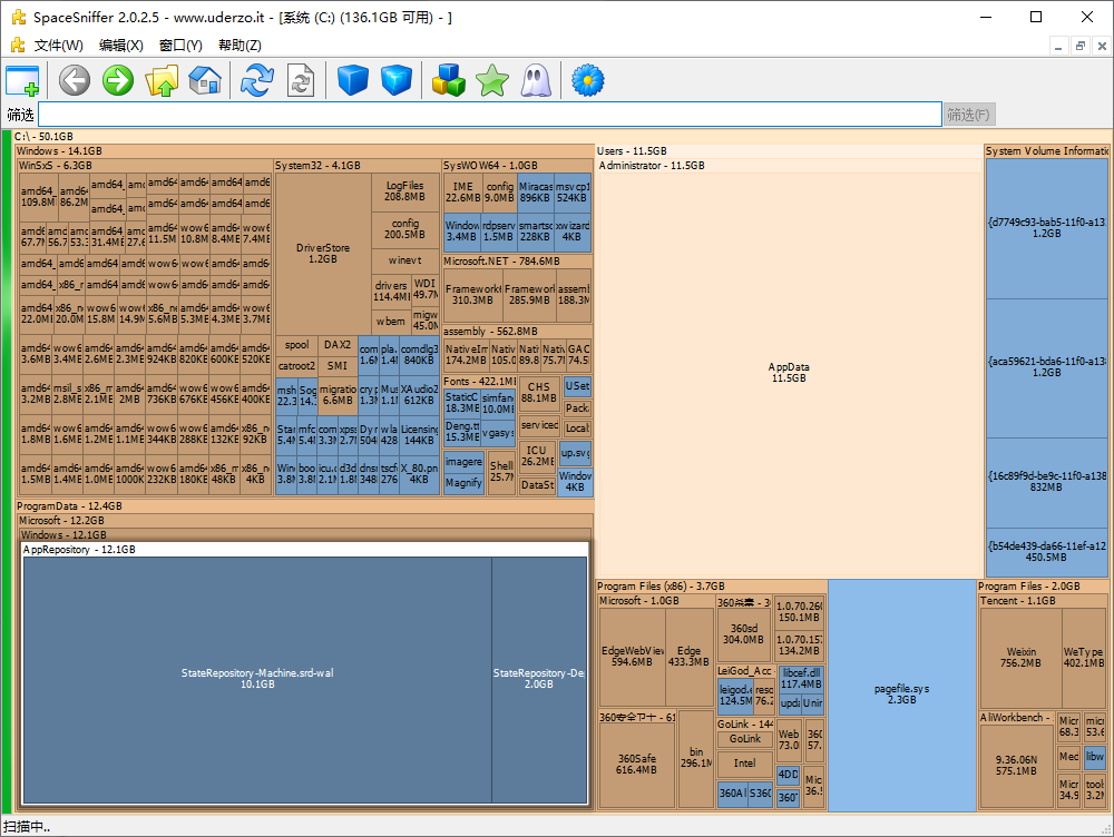 SpaceSniffer(磁盘空间分析工具)+v2.0.2.5+汉化L版|福利之家